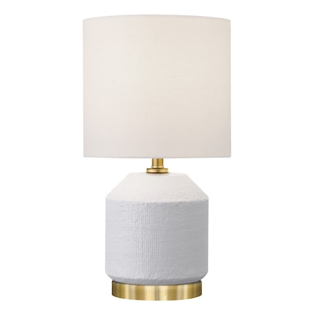 Homeroots 15" Gold and White Ceramic Cylinder Table Lamp With White Drum Shade 546103