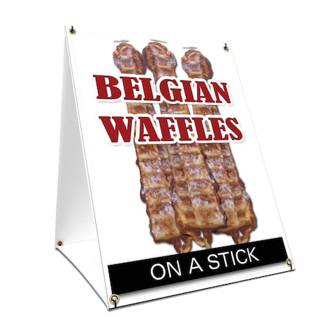 Signmission Belgian Waffle On A Stick, 36 Inch x 24 Inch A-frame Yard Sign, Plastic Sign SBC-2436-Belgian Waffle On A Stick