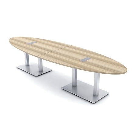 Skutchi Designs Oval Conference Table With Power Unit, 48 in W, 144 in L, Brown HAR-OVL-48X144-DOU-K525-ESIL