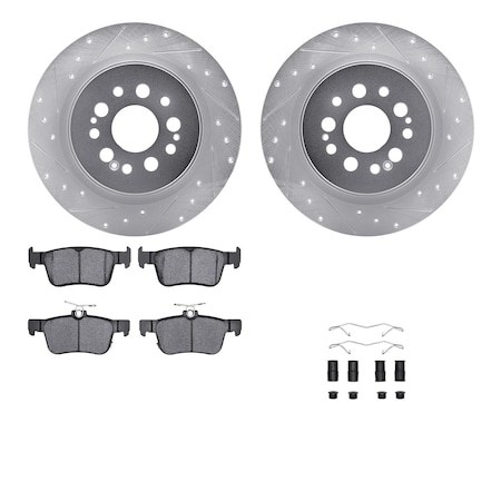 Dynamic Friction Co DFC Rotors-Drilled & Slotted-Silver w/ EURO 5000 Ceramic Brake Pads Incl Hdw 7612-59010