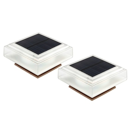 Pure Garden Solar Post Cap Lights 2 Waterproof LED Solar Powered Lights for Wooden or Vinyl Fence Post Caps 50-LG1507