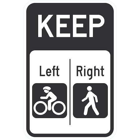Lyle Keep Left Cyclists, Right Pedestrian, 12x18, Diamond Grade, White G-3014-DG_12x18