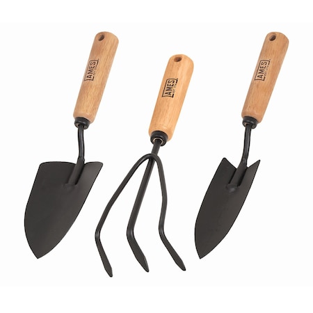 Ames Gardening Hand Tool Set, 3-Piece, Trowel, Transplanter, Cultivator 2446400