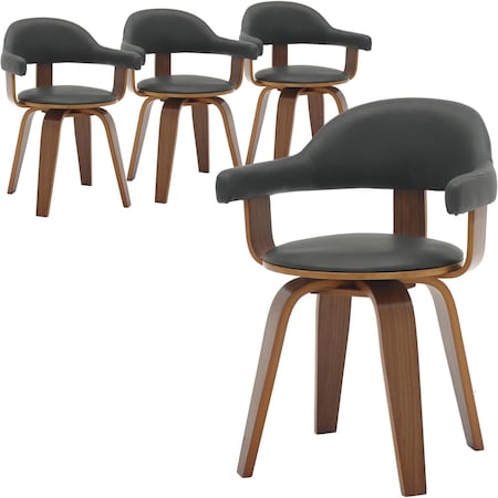 Leisuremod Brivo Swivel Dining Chair with 360-Degree Leather Armchair & Poplar Wood Legs, 4PK BC22BL4