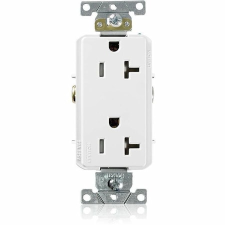 Leviton Straight Blade Receptacle, 5-20R, 20 A, 125V AC, 2 Pole, 3 Wire, Flush Mount, Single, White TDR20-W