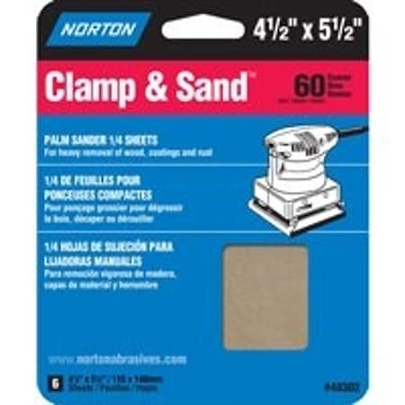 Norton Co MultiStand Sheet, 412 in W, 512 in L, 60 Grit, Coarse, Aluminum Oxide Abrasive, Paper Backing 48302