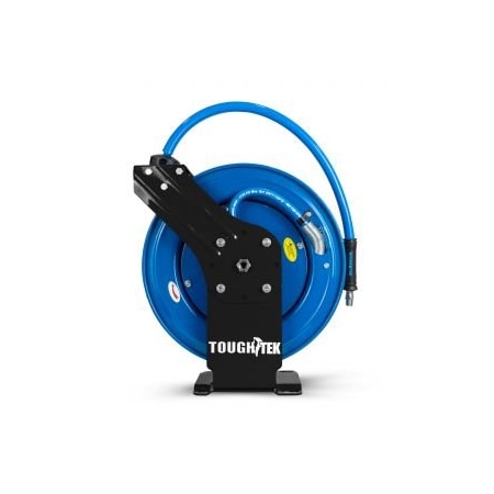 Blu Shield 3/8in. x 100' Dual Arm Rubber Pressure Washer Hose Reel Auto-Retractable with 6' Lead-in TTPWR38100-NM