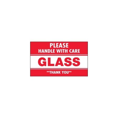 Bubblefast 3 x 5'' - ''Glass - Please Handle With Care'' Labels BFSCL566