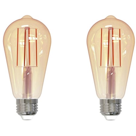 Bulbrite 40W Equivalent Amber Light ST18 Dimmable LED Filament Light Bulb, 2PK 860992