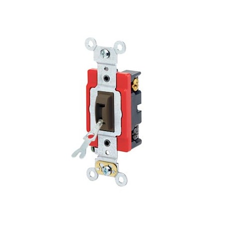 Leviton Locking Toggle Switch, 20 Amp, 120/277 Volt, Brown 1224-2L
