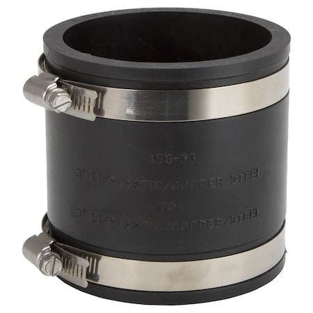 Prosource Coupling, 3 in x 3 in, PVC, Black FC56-33