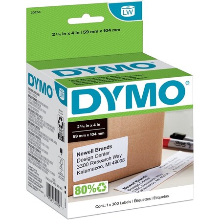 Dymo SHIPPING LABELS -300 LABELS/ROLL, 1 ROLL/BOX. SIZE: 2-5/16IN X 4IN 30256