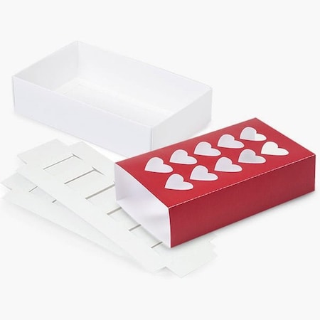Nashville Wraps Red Heart Macaron Cookie Box Set, 8.25x5x2, 10PK MCDHRM