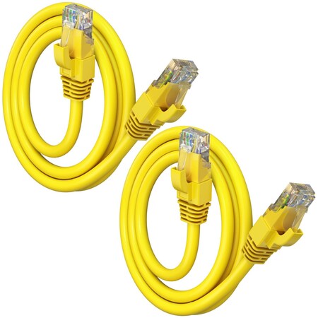 Maximm Cat6 Ethernet Cable 2ft 10Gbps 550MHz UTP, 2PK, Yellow, 2PK CAT6CCA-2YL-2PK
