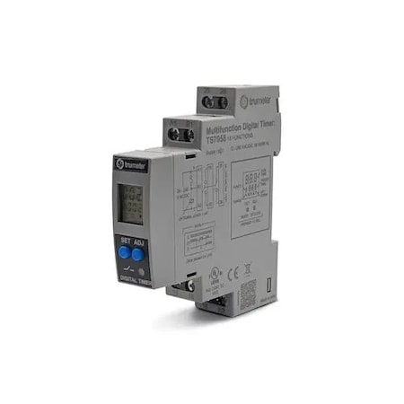 Trumeter Digital Timer Switch Relay, 24-240V AC/DC, 8 Functions, 1x C/O Form C TS7954