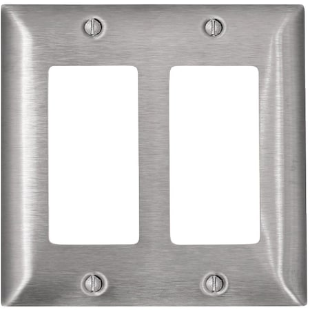 Leviton Decora 2-Gang Stainless Steel Rocker Magnetic C-Series Decorator Wall Plate Stainless Steel R50-SL262-000