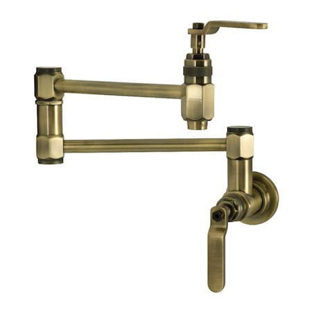 Kingston Brass Wall Mount Pot Filler Faucet, Antique Brass KS5103KL