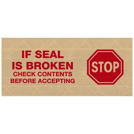 Tape Logic 3'' x 450' ''Stop'' Tape Logic No 7500 Pre-Printed Reinforced Water Activated Tape, 10PK T9077500RA