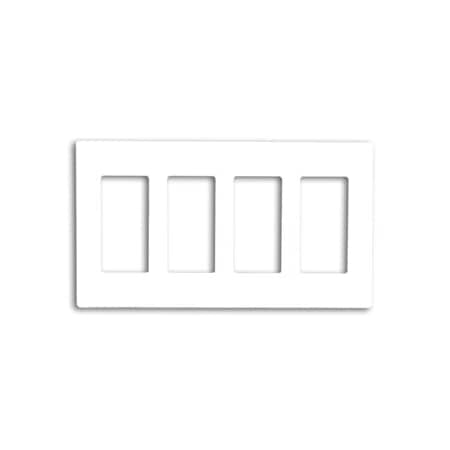 Leviton Decora Wallplate, Screwless, Standard Size, Gang 4, Ivory 80312-SI