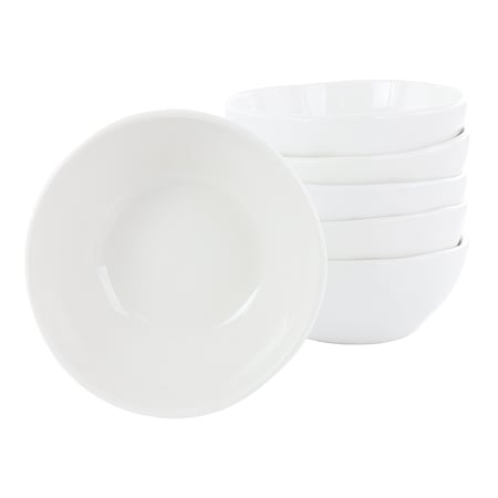 Our Table Simply White 6 Piece 6.25 Inch Organic Texture Porcelain Cereal Bowl Set 133014.01
