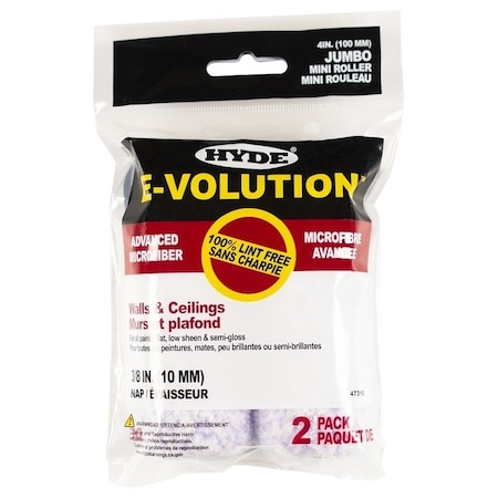 Hyde Jumbo Mini Roller Cover, 3/8 in Thick Nap, 4 in L, 2PK 47310