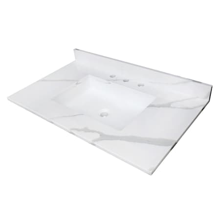 Kingston Brass 37-Inch Solid Surface Vanity Top, 8" Faucet Drillings KVPB3722L38SQ