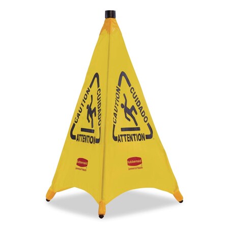 Rubbermaid Commercial Multilingual Pop-Up Wet Floor Safety Cone, 21 x 21 x 30, Yellow FG9S0100YEL
