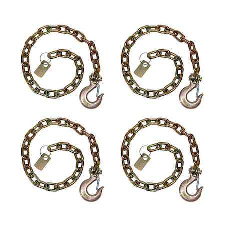 Mytee Products Trailer Safety Chain 5/16 inx36 in w/ Clevis Slip Hook Latch 4700 LBS WLL G70, 4PK SC-51636x4