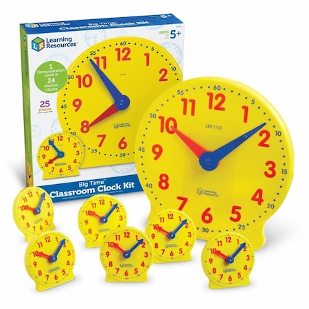 Learning Resources Classroom Clock Kit, Yellow, 25PK LRNLER2102
