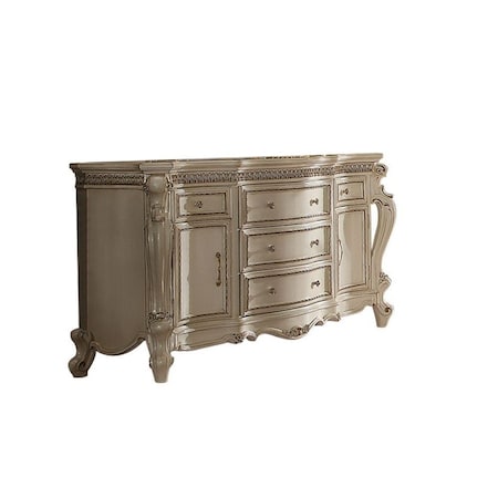 Homeroots 69" Pearl Solid and Manufactured Wood Five Drawer Triple Dresser 490477