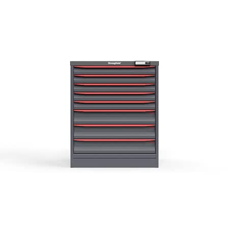 Strong Hold 8 drawer cabinet - (5x 2ft, 3x 4ft) - Red accents - E-Lock w/ Tracking S3036-PPTAS-0802DS