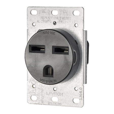 Ezgeneration 30A 250V 2-Pole Flush Mount Shallow Single Outlet Black EZ3303500