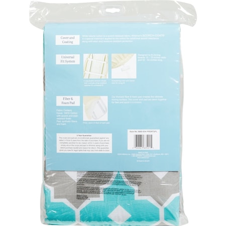 Whitmor Reversible Ironing Board Cover/Pad - Paragon Turquoise & Gray 6880-834-PRGNTQPL