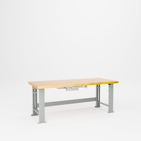 Pucel Hardwood Top Hydraulic Bench, 30 in W x 72 in L x 30 in D, Adjustable 29 in-45 in H, Light Blue HBW-3072-E16