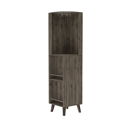 Homeroots 73in Dark Brown Wood Corner Bar Cabinet With One Drawer 479762