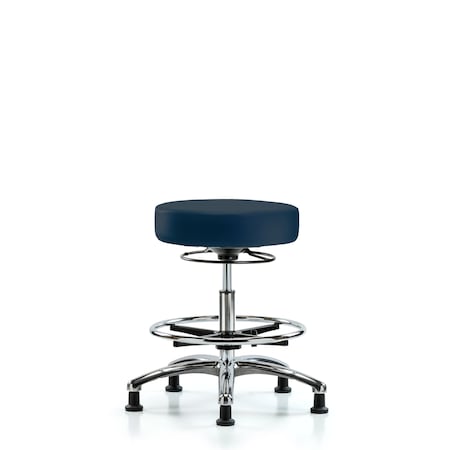 Blue Ridge Ergonomics Bench Stool, Med, Vin, Chrm, CF, Glides, Nav BR-VMBSO-CR-CF-RG-8582
