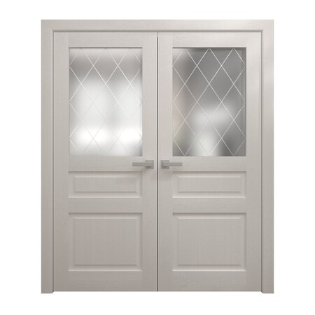 Sartodoors Interior Solid French Double Doors 64 x 80 inches, Ego 5011 Painted White Oak, Wood Interior Solid EGO5011DD-PWO-64