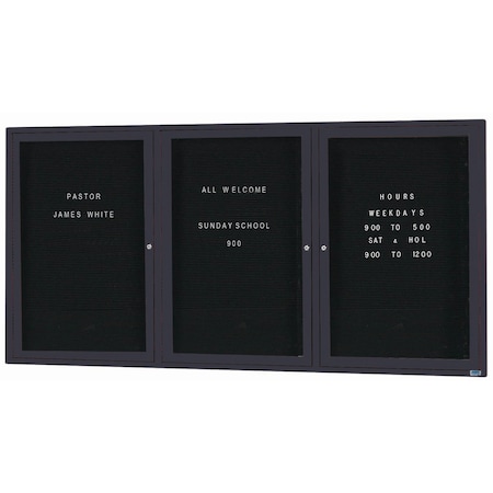 Aarco Outdoor Enclosed Directory w/ Al Frame, Powder Coated Black, Letter Panel is Black Vinyl, 36''Hx72''W OADC3672-3BK