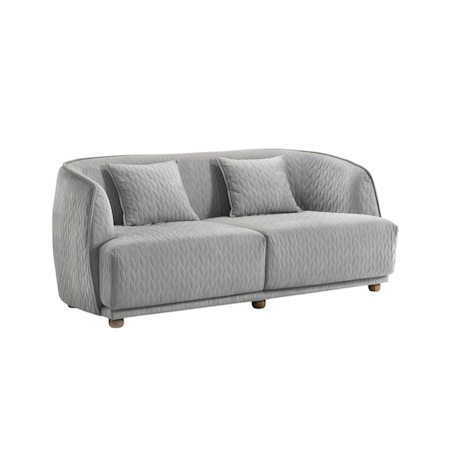 Homeroots Modern 68in Light Gray Curved Back Quilted Loveseat 480893