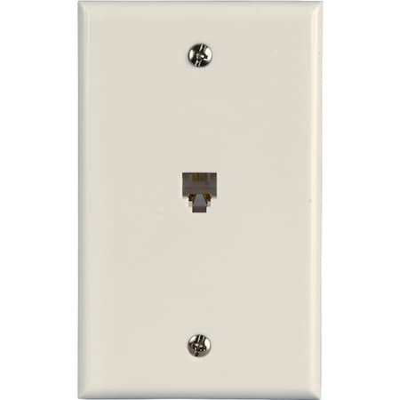 Zenith Telephone Wallplate, 4-1/2 in L, 2-3/4 in W, 1 -Gang, White TW1001SW