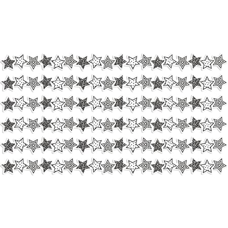Teacher Created Resources Black and White Stars Die-Cut Border Trim, 35 Feet Per Pack, 6PK TCR6939