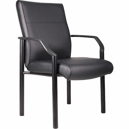 Boss Guest Chair, Black Back, 26 in W 25-1/2" L 35-1/2" H, Fixed, Leather Seat B689