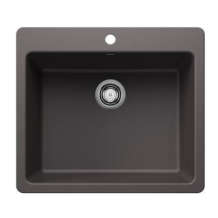 Blanco Liven SILGRANIT 25in Single Bowl Dual Mount Kitchen Sink - Cinder 443220
