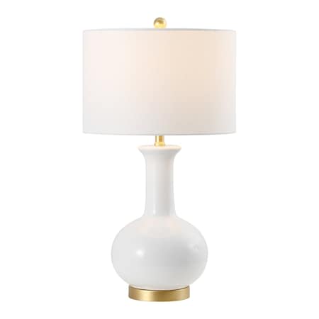 Jonathan Y Brussels 27 in. Contemporary Transitional Ceramic/Metal LED Table Lamp, White/Gold Painting JYL6208A