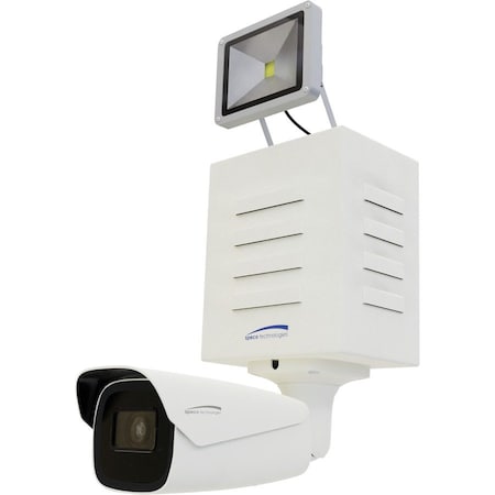 Speco Technologies Indoor/Outdoor Digital Deterrent box with built-in light, 4MP IP bullet with Advanced AI & Siren DD2