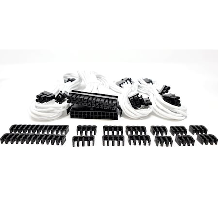 Hi-Tec Premium Sleeved PSU Cable Extension Kit, White HI2611719