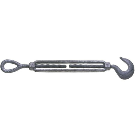 Baron BARON 16-1/2X6 Turnbuckle, 1500 lb Weight Capacity, Hook Fitting A, Eye Fitting B, Galvanized Steel 16-1/2X6