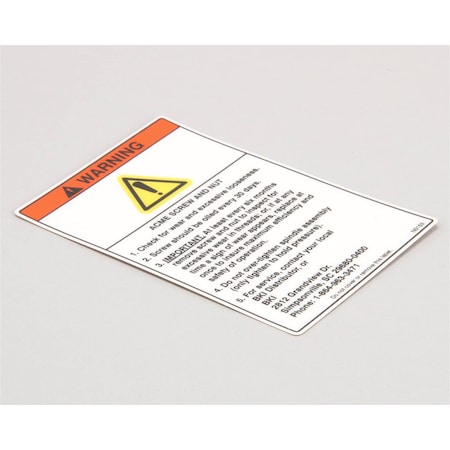 Bki DECAL, FKM WARNING ACME SCREW N0153