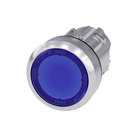 Siemens Illuminated pushbutton, 22 mm, round, metal, shiny, blue 3SU1051-0AB50-0AA0-ZY15