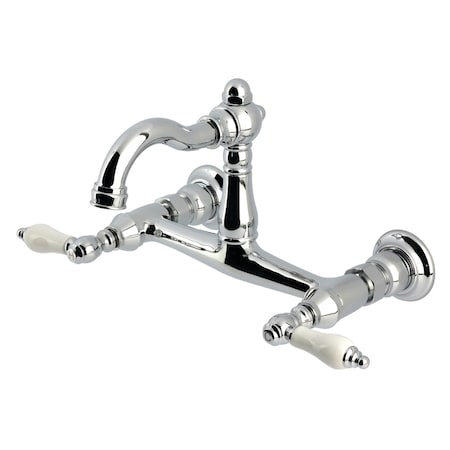 Kingston Brass Two-Handle Wall Mount Bridge Kitchen Faucet, Polished Chrome KS3251PL